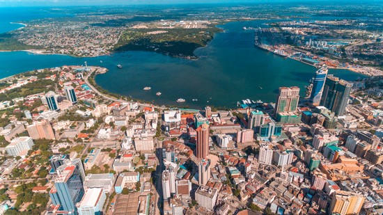 aerial view of the haven of peace, city of Dar es Salaam