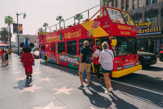 Bus turistico a Hollywood, Los Angeles, California, USA